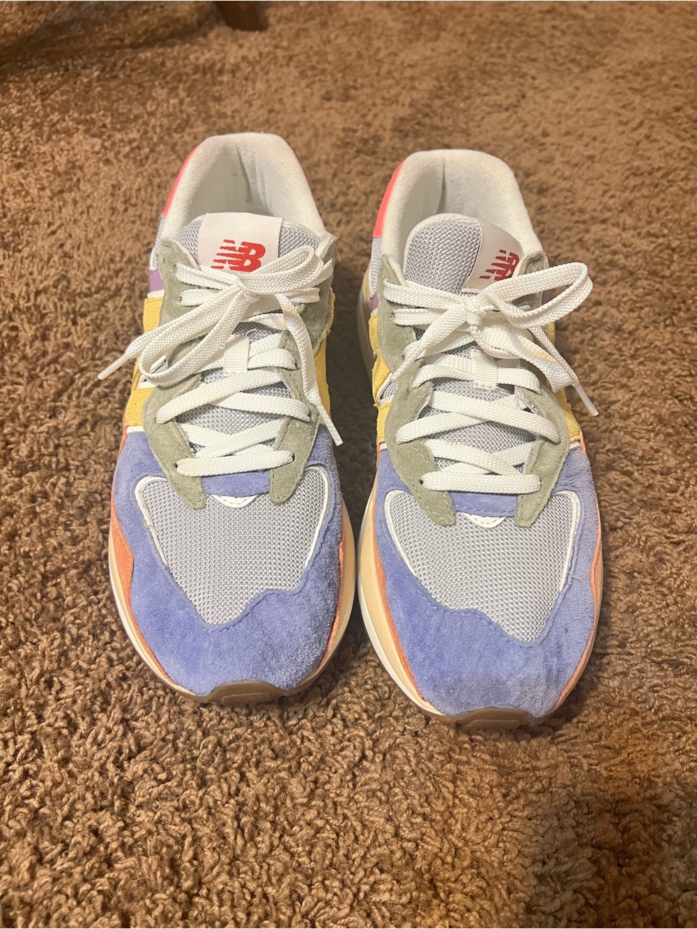 New Balance Lavender, Yellow & Coral Colorblock Sneakers